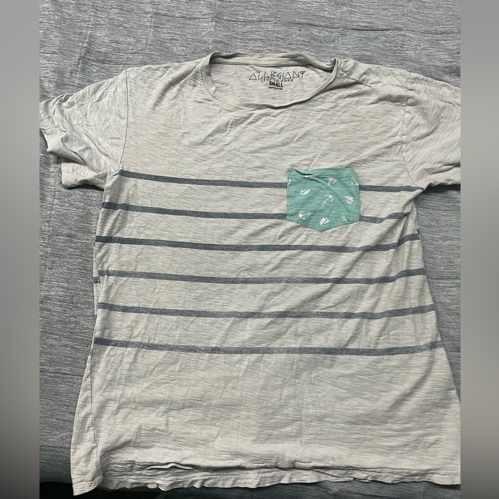 Allegiany White Striped T-Shirt Men's Size Sm